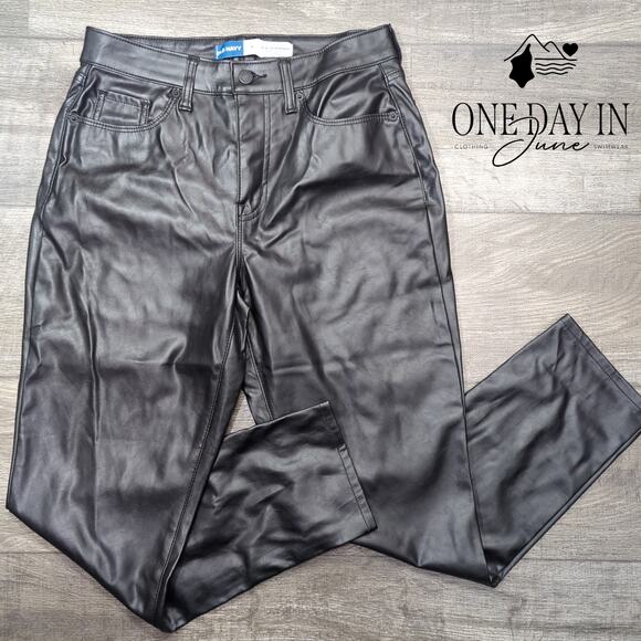 Old Navy High Rise OG Straight Faux Leather Pants Size 6 - Picture 1 of 6